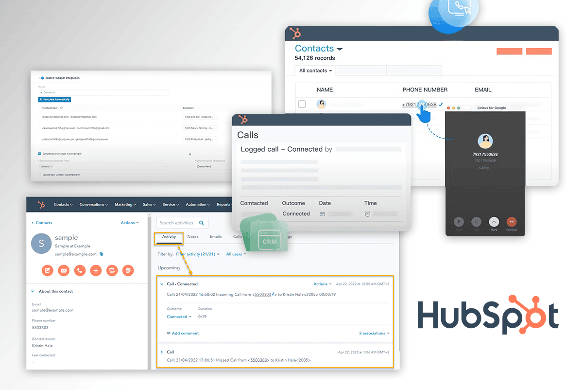 HubSpot integration for seamless contact management with call system
